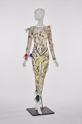 Lot 27 - An embroidered mesh body suit, attributed to Georgio di Sant` Angelo, 1989