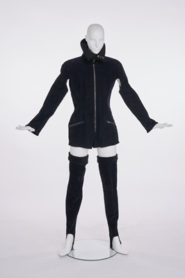 Lot 28 - A Matsuda black velvet romper ensemble, late 1980s-early 1990s