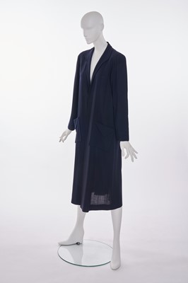 Lot 29 - A Jean Muir ink blue wool crêpe coat, 1980s