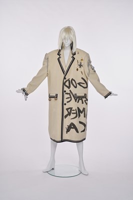 Lot 35 - A Stephen Sprouse printed and embellished 'Anarchy' coat, 'Couture' line, Autumn-Winter 1987-88