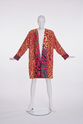 Lot 37 - A Stephen Sprouse Keith Haring print wool coat, 'Burnout 88' collection, Spring-Summer 1988