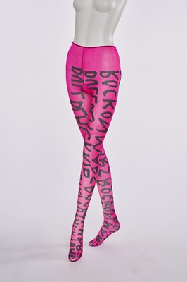 Lot 39 - A pair of Stephen Sprouse pink and black printed nylon tights, Autumn-Winter 1984-85