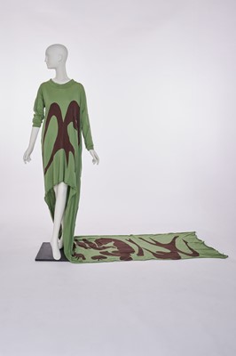 Lot 58 - A Westwood/McLaren green toga dress, 'Nostalgia of Mud' (Buffalo) collection, Autumn-Winter 1982-83