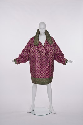 Lot 65 - A Norma Kamali Indian brocaded silk padded cocoon coat, 1980s