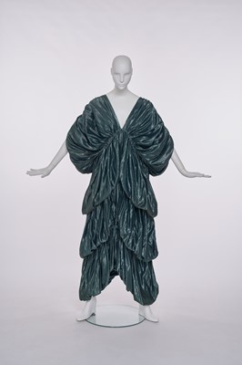 Lot 69 - A Norma Kamali green lamé evening gown, circa 1977