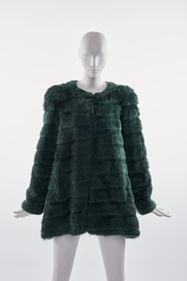 Lot 75 - A Biba green faux-fur coat, circa 1972