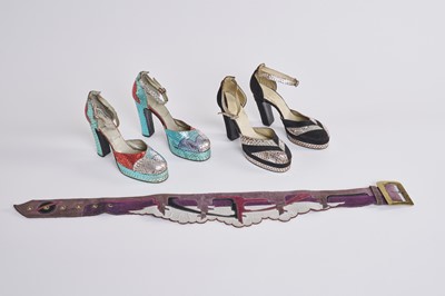 Lot 78 - Two pairs of Terry de Havilland platform heels, 1970s