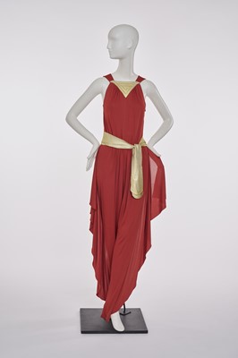 Lot 90 - A Thierry Mugler brick red viscose jersey jumpsuit, circa 1978