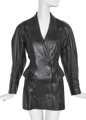 Lot 289 - An Azzedine Alaïa black leather coat, circa 1990