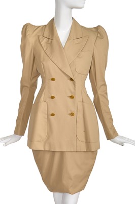 Lot 346 - A Vivienne Westwood beige cotton suit, 'Erotic Zones' collection, Spring-Summer 1995