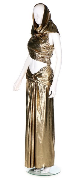 slim fit dress slacks 1975 Yves Saint Laurent One Shoulder Draped Gown main image 0