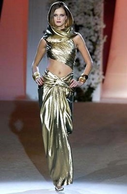 Lot 304 - An Yves Saint Laurent sari-style gold lamé...