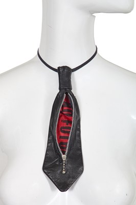 Lot 370 - A rare Westwood/ McLaren black leather 'No Future' tie, circa 1977