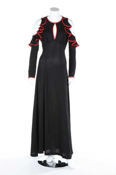 Lot 164 - An Ossie Clark black moss crepe 'Judy' dress,...