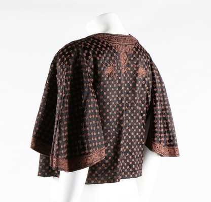 Lot 66 - A Vitaldi Babani embroidered black satin...