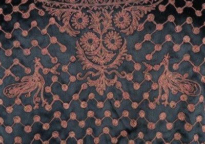 Lot 66 - A Vitaldi Babani embroidered black satin...