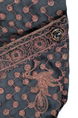 Lot 66 - A Vitaldi Babani embroidered black satin...