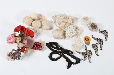Lot 377 - A large general group of trimmings, lace...