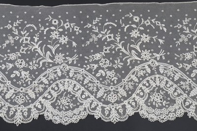 Lot 392 - Two flounces of Brussels application lace,...