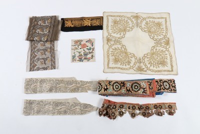 Lot 189 - An interesting group of embroideries, brocade...