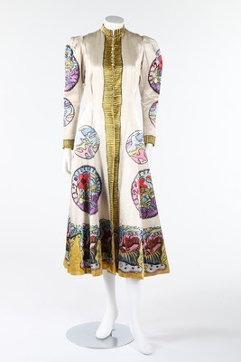 Lot 304 - An unusual stencilled ivory satin coat, late...