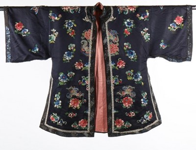 Lot 485 - A lady's midnight blue satin embroidered...