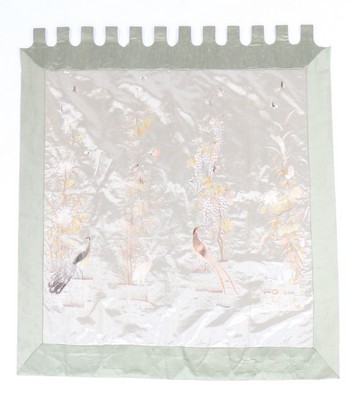 Lot 488 - An embroidered screen panel or wall hanging,...