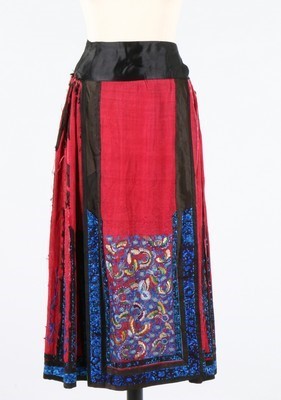Lot 492 - Two embroidered pleated silk skirts, Chinese,...