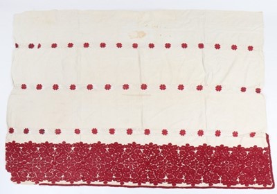 Lot 440 - An embroidered cotton curtain panel, circa...
