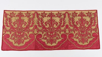 Lot 446 - A panel of crimson damask and cloth of gold...