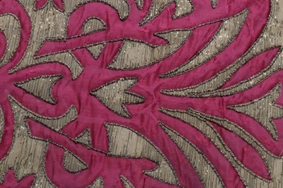 Lot 446 - A panel of crimson damask and cloth of gold...
