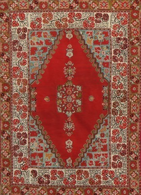 Lot 429 - An embroidered table carpet, dated by the...