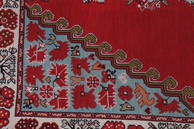 Lot 429 - An embroidered table carpet, dated by the...
