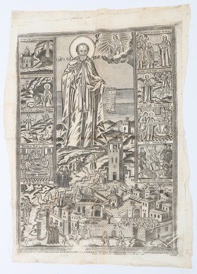 Lot 435 - A Greek Orthodox icon-like printed cotton...